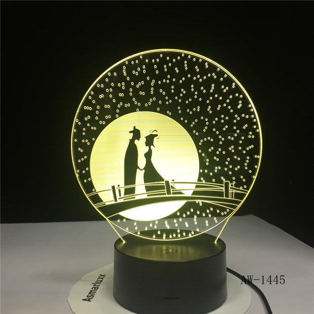 Unique Gifts Romantic Love Fairytale 3D Led Night Light 7 Color Change Novelty Table Lamp Home Decor Bedside LED Lamp AW-1445