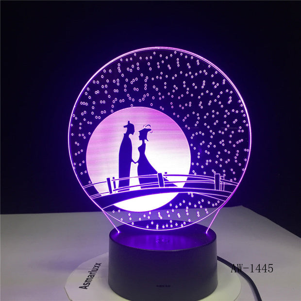 Unique Gifts Romantic Love Fairytale 3D Led Night Light 7 Color Change Novelty Table Lamp Home Decor Bedside LED Lamp AW-1445