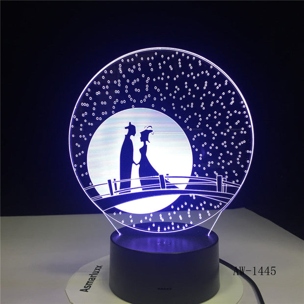 Unique Gifts Romantic Love Fairytale 3D Led Night Light 7 Color Change Novelty Table Lamp Home Decor Bedside LED Lamp AW-1445