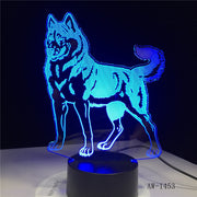 3D LED Night Light Doberman Pinscher Dog with 7 Colors Light for Home Decoration Lamp Visualization Optical Illusion AW-1453