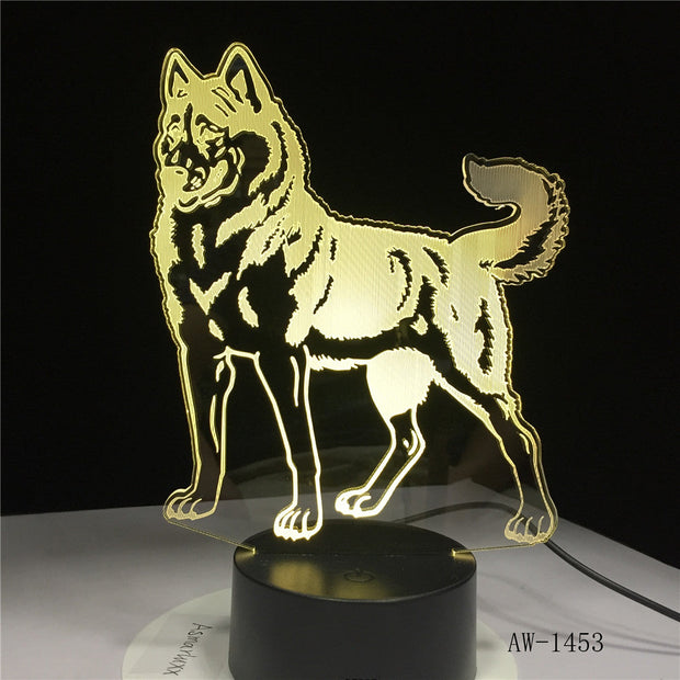 3D LED Night Light Doberman Pinscher Dog with 7 Colors Light for Home Decoration Lamp Visualization Optical Illusion AW-1453