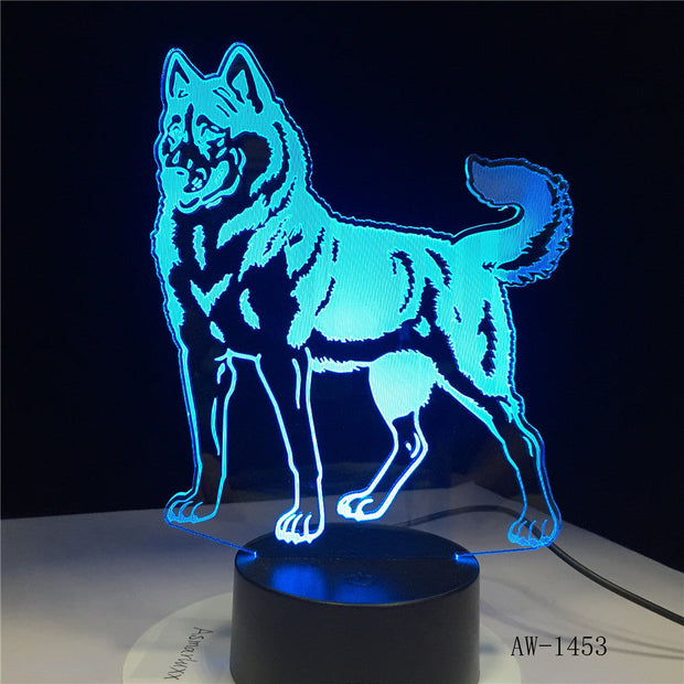 3D LED Night Light Doberman Pinscher Dog with 7 Colors Light for Home Decoration Lamp Visualization Optical Illusion AW-1453