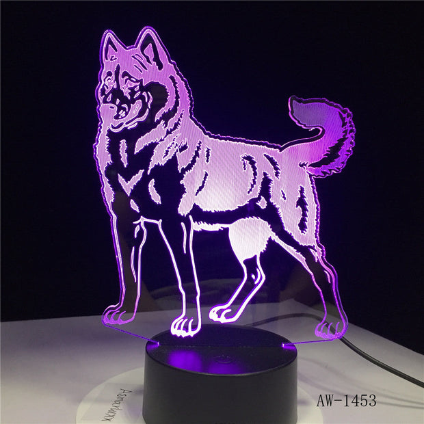 3D LED Night Light Doberman Pinscher Dog with 7 Colors Light for Home Decoration Lamp Visualization Optical Illusion AW-1453