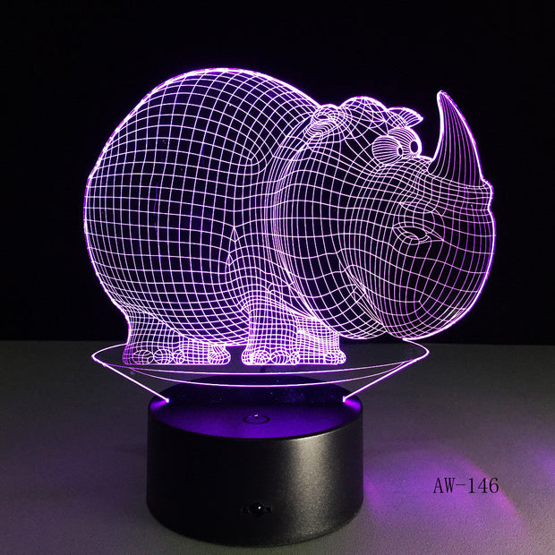 Rhinoceros 3D Lamp