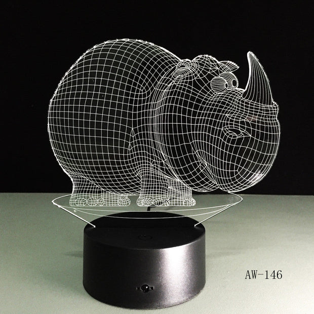 Rhinoceros 3D Lamp