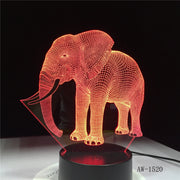 3D LED Night Light Dance Elephant with 7 Colors Light for Home Decoration Lamp Amazing Visualization Optical Illusion AW-1520