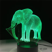 3D LED Night Light Dance Elephant with 7 Colors Light for Home Decoration Lamp Amazing Visualization Optical Illusion AW-1520