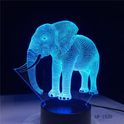 3D LED Night Light Dance Elephant with 7 Colors Light for Home Decoration Lamp Amazing Visualization Optical Illusion AW-1520