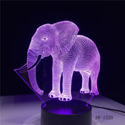 3D LED Night Light Dance Elephant with 7 Colors Light for Home Decoration Lamp Amazing Visualization Optical Illusion AW-1520