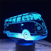 3D School Bus Night Light Acrylic Lights Lampara 7 Colorful Changing Table Lamp with Touch the Button Change the Colors AW-1580