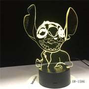 NEW 3D LED Night Light Cute Stitch Alien Dog Cartoon 7 Color Baby Sleep Desk Lamp Home Decor Holiday Kid Christmas Gift 1586