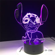 NEW 3D LED Night Light Cute Stitch Alien Dog Cartoon 7 Color Baby Sleep Desk Lamp Home Decor Holiday Kid Christmas Gift 1586