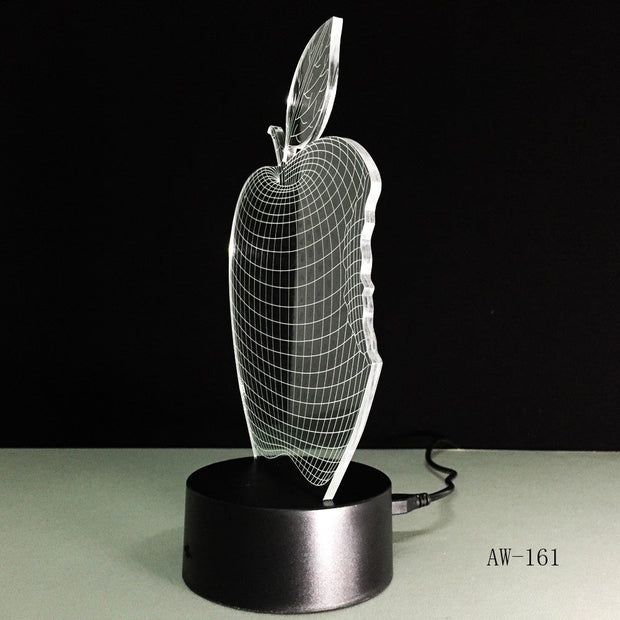 Apple 7 Colors 3D Desk Lamp LED Acrylic Vision Stereo Bedside Hologram Decor Touch Switch Light Night Light Gift For Kids AW-161