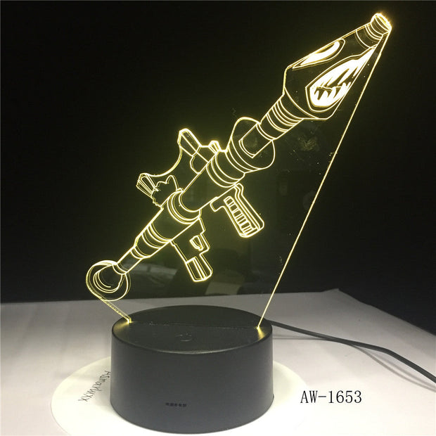 3D Scar Lamp Rocket Launcher LED Night Lamps Fortnit 3D Lights 7 Color Changing for Bedroom Home Decor Birthday Gifts AW-1653