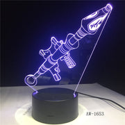 3D Scar Lamp Rocket Launcher LED Night Lamps Fortnit 3D Lights 7 Color Changing for Bedroom Home Decor Birthday Gifts AW-1653