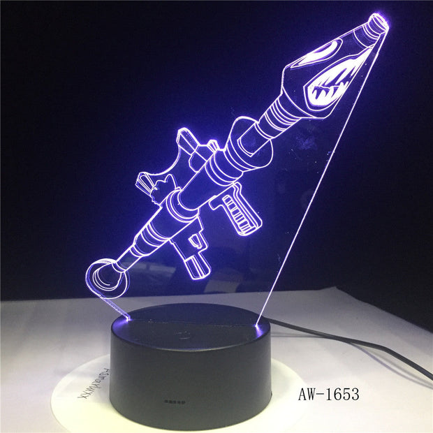 3D Scar Lamp Rocket Launcher LED Night Lamps Fortnit 3D Lights 7 Color Changing for Bedroom Home Decor Birthday Gifts AW-1653