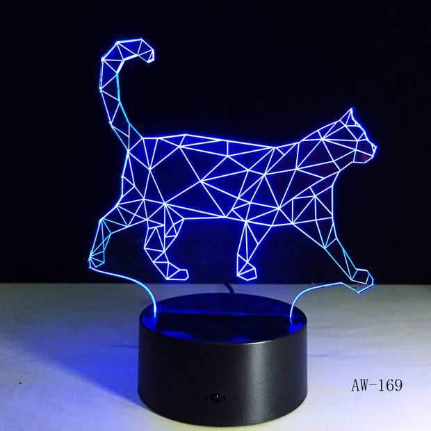 The New Walking Cat 3D Nightlight Acrylic Stereoscopic LED Colorful Lamps Plug-in gradient Atmosphere Lamp Drop shipping AW-169