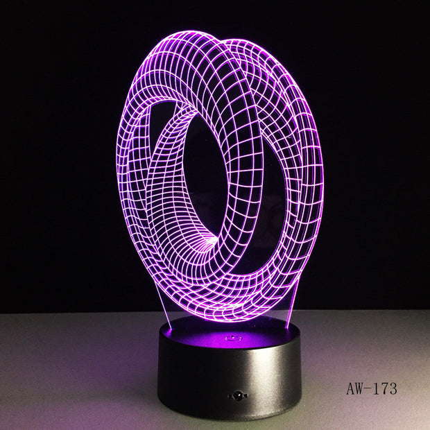 3D Abstract Graphics Night Lamp 7 Colorful Touch Changing Acrylic Light Table Lamp Bedside Decorative Lava Lamp for Kids AW-173