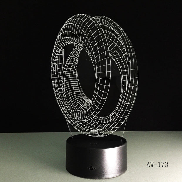 3D Abstract Graphics Night Lamp 7 Colorful Touch Changing Acrylic Light Table Lamp Bedside Decorative Lava Lamp for Kids AW-173