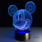 3D Cute Mickey Mouse Kid LED Night Light Cartoon illusion Novelty Desk Lamp Birthday Christmas Child Kids Gift Decor AW-175
