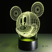3D Cute Mickey Mouse Kid LED Night Light Cartoon illusion Novelty Desk Lamp Birthday Christmas Child Kids Gift Decor AW-175