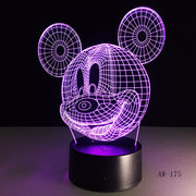 3D Cute Mickey Mouse Kid LED Night Light Cartoon illusion Novelty Desk Lamp Birthday Christmas Child Kids Gift Decor AW-175