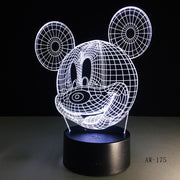 3D Cute Mickey Mouse Kid LED Night Light Cartoon illusion Novelty Desk Lamp Birthday Christmas Child Kids Gift Decor AW-175