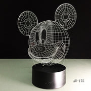 3D Cute Mickey Mouse Kid LED Night Light Cartoon illusion Novelty Desk Lamp Birthday Christmas Child Kids Gift Decor AW-175
