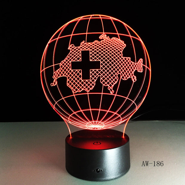 3D Lamp 7 Color Gradient Switzerland Map RGB Led Night Kids Illusion Table Lampara Baby Nightlight Child Bedroom Decor AW-186