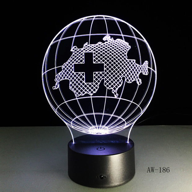 3D Lamp 7 Color Gradient Switzerland Map RGB Led Night Kids Illusion Table Lampara Baby Nightlight Child Bedroom Decor AW-186
