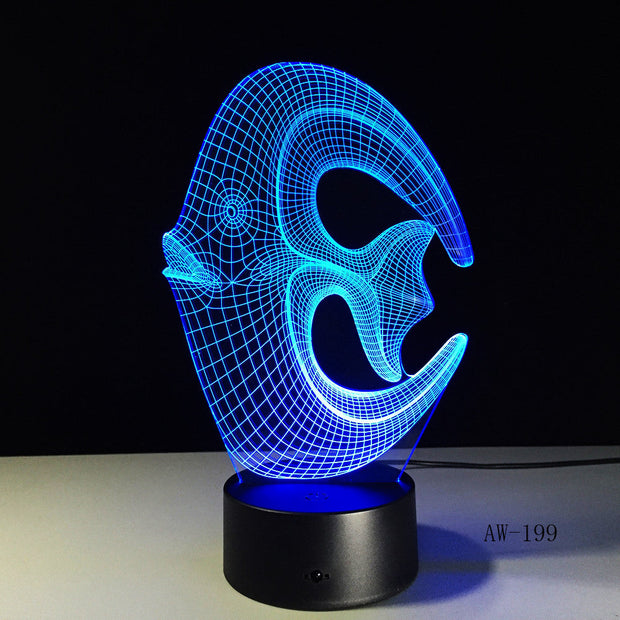 7 Color Changing Fish 3D led Lamp USB Charge Fishing 3D Night light Desk lamp Touch Button Table Lamps Gifts for Kids AW-199