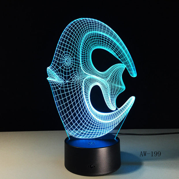 7 Color Changing Fish 3D led Lamp USB Charge Fishing 3D Night light Desk lamp Touch Button Table Lamps Gifts for Kids AW-199