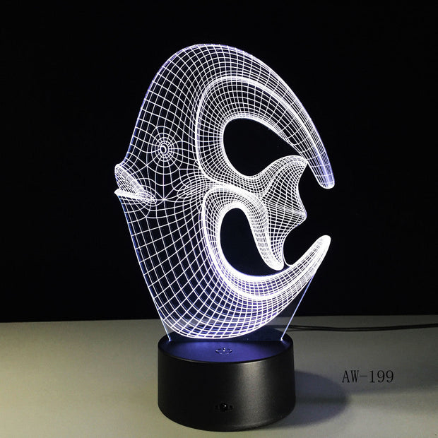 Animal Lovely Topical Fish 3D Lamp lighting LED USB Acrylic Led Light Multicolor luminaria Children Kid Toy Christmas Gifts 199