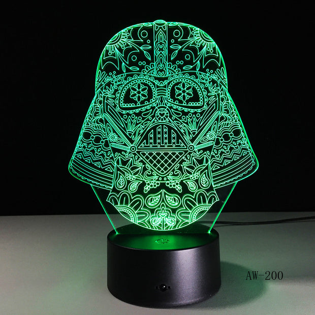 Star War Figure Darth Vader 3D Led 7 Colors Sleeping Night light Touch Senser USB Table Illusion Mood Dimming Lamp AW-200