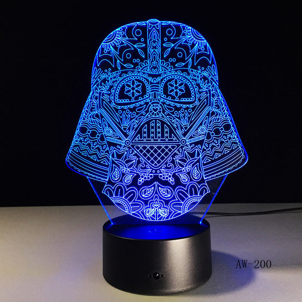 Star War Figure Darth Vader 3D Led 7 Colors Sleeping Night light Touch Senser USB Table Illusion Mood Dimming Lamp AW-200
