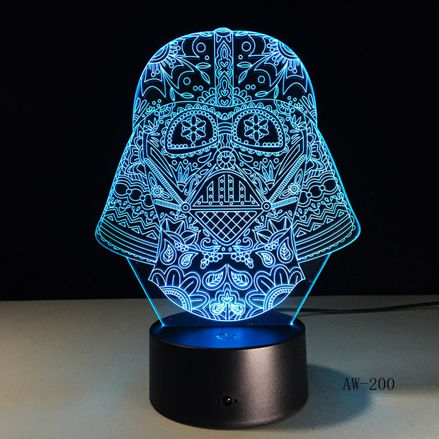 Star War Figure Darth Vader 3D Led 7 Colors Sleeping Night light Touch Senser USB Table Illusion Mood Dimming Lamp AW-200