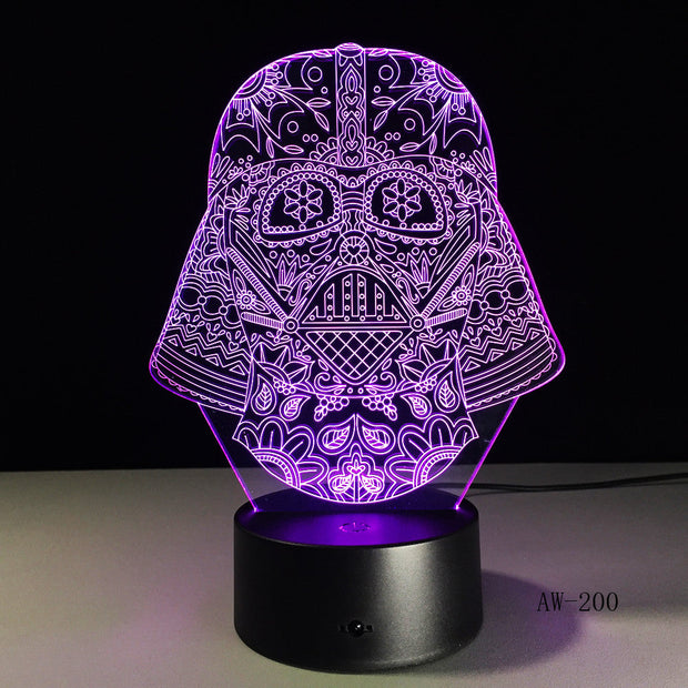 Star War Figure Darth Vader 3D Led 7 Colors Sleeping Night light Touch Senser USB Table Illusion Mood Dimming Lamp AW-200