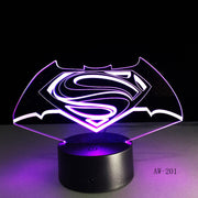 3D LED DC Superman Logo Symbol Light Night Desk Table Lamp 7 Color Change Flashlight USB RGBW Controller Toy Kids Gift AW-201