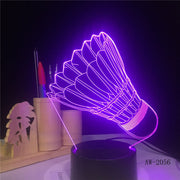 Badminton 7 color change 3D Lamp Remote Touch switch 3d Light Fixtures Christmas gift for Rom lights Led Night Light AW-2056