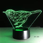3D bird Animal Night Lights Lamp DS Platform 7 Colors Change Touch Switch Table for Office Light AW-206