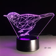3D bird Animal Night Lights Lamp DS Platform 7 Colors Change Touch Switch Table for Office Light AW-206