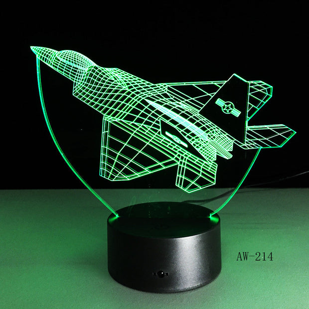 3d Led Night Light Warcraft Plane Model illusion Lampara Kids Gift Fighter Decorative Light Warplane Table Lamp Bedside AW-214