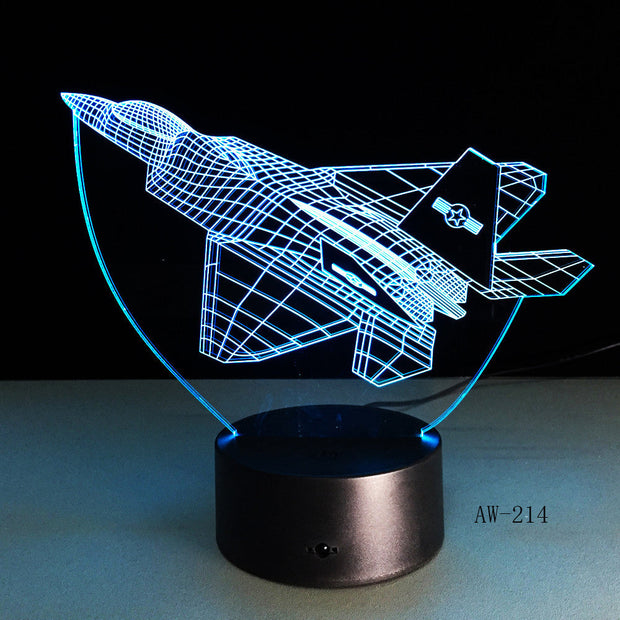 3d Led Night Light Warcraft Plane Model illusion Lampara Kids Gift Fighter Decorative Light Warplane Table Lamp Bedside AW-214
