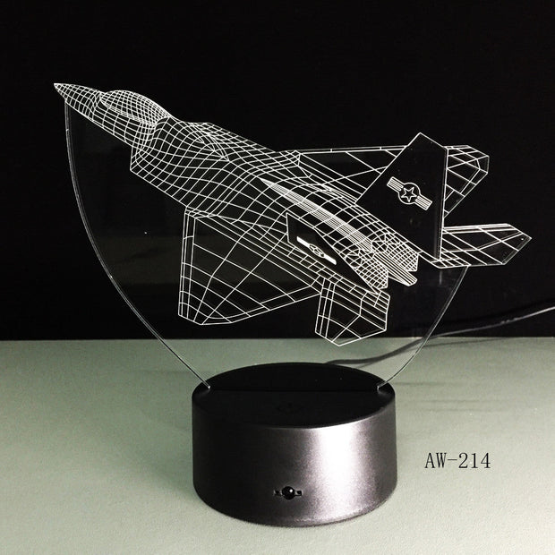 3d Led Night Light Warcraft Plane Model illusion Lampara Kids Gift Fighter Decorative Light Warplane Table Lamp Bedside AW-214