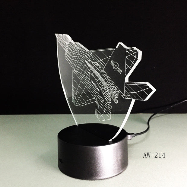 3d Led Night Light Warcraft Plane Model illusion Lampara Kids Gift Fighter Decorative Light Warplane Table Lamp Bedside AW-214