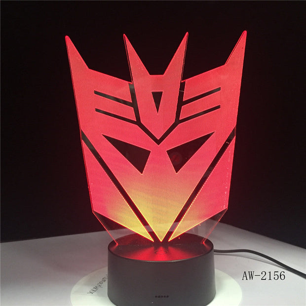 3D Optimus Prime Character Boy Gift Transformers Mask Illusion Desk Table RGB Led Night Light Colorful Lamparas Lamp AW-2156