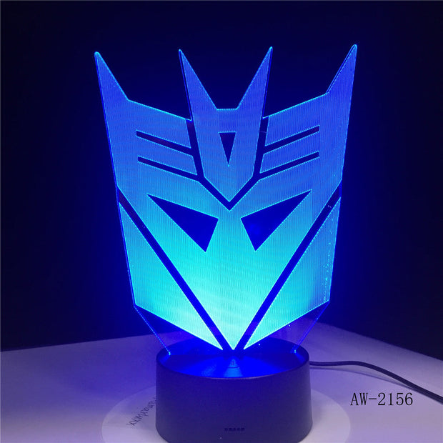 3D Optimus Prime Character Boy Gift Transformers Mask Illusion Desk Table RGB Led Night Light Colorful Lamparas Lamp AW-2156