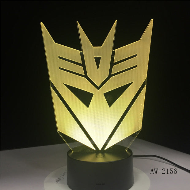3D Optimus Prime Character Boy Gift Transformers Mask Illusion Desk Table RGB Led Night Light Colorful Lamparas Lamp AW-2156