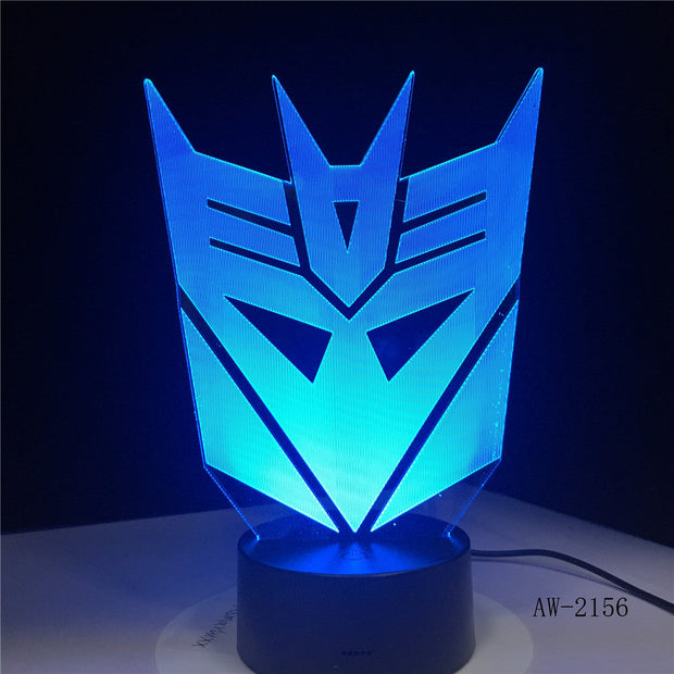 3D Optimus Prime Character Boy Gift Transformers Mask Illusion Desk Table RGB Led Night Light Colorful Lamparas Lamp AW-2156