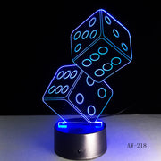 3D LED USB Lamp Magician Decoration TEXAS Hold EM Dice Spades Playing Card 7 Colors Changing RC Night Light Dropship Aw-218